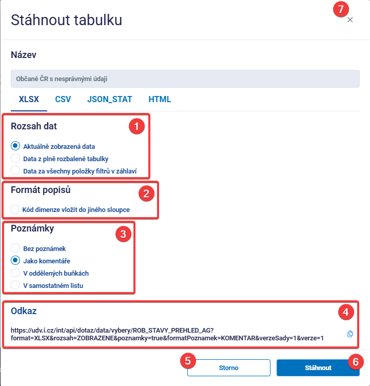 Obrázek 39: Export tabulky – XLSX