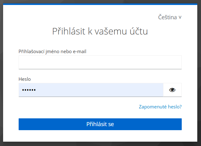 Obrázek 44: Přihlášení k účtu