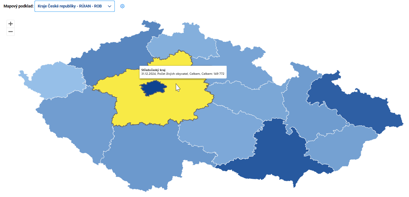 Obrázek 49: Mapa – informace při najetí myši